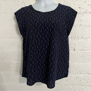 Sweet Rain Womens Top XL Blue Arrows Short Sleeve Blouse G11